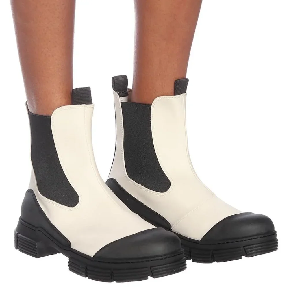 NWOB Ganni Waterproof Recycled Rubber City Chelsea Boots BRAZILIAN SAND US 7, 10
